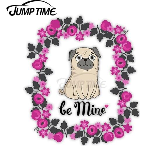 Jump Time for Be Mine Vinyl Stickers Pug Dog Love Valentines Sticker Laptop Waterproof Car Styling Accessories