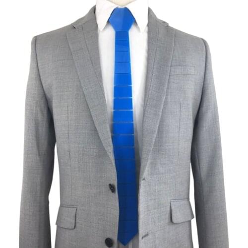 High Technology Striped Slim Ties Silk Satin Blue Skinny Fashion Neckties Classic Paisley Blue Shinny Glossy Blue Ties Wedding