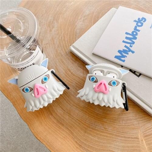 Demon Slayer Pig Boy Earphone protect cover For AirPods 1 2 Pro 3D cute Cartoon soft silicone Wireless earphone case charge box