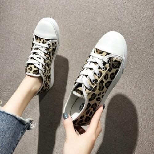 Ladies Leopard Printd Womens Low-top Canvas Shoes Sneakers Women Shoes Street Wild Walking Shoes Girl Women Casual Shoes W31-74