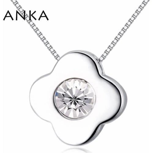 ANKA elegant flower crystal necklace handmade alloy crystal pendant girl women fashion jewelry romantic charm gift #121207