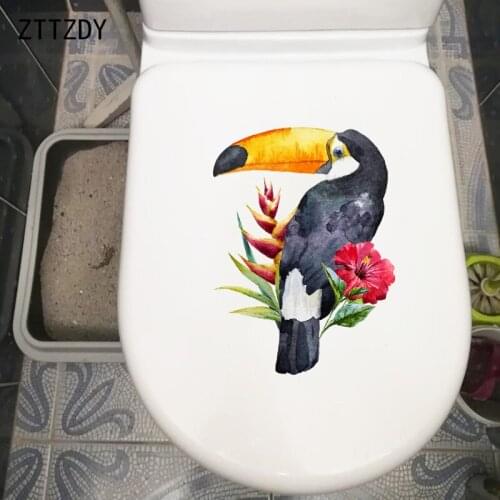 ZTTZDY 17.6×24CM Toucan Painted Pattern Funny Bathroom Toilet Decals Waterproof Wall Stickers T2-1489