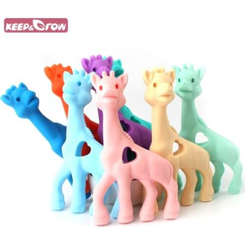 Keep&Grow BPA Free 1Pc Giraffe Baby Teethers Food Grade Silicone Beads Baby Nursing Necklace Pendant Pacifier Chain Accessories
