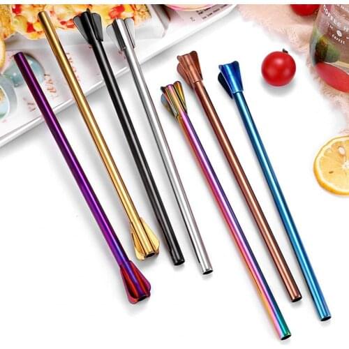 23x1.5cm Bubble Tea Milkshake Straw Reusable Metal Straw 304 Stainless Steel Drinking Straws Set Bar Boba Straight Straw Tubes