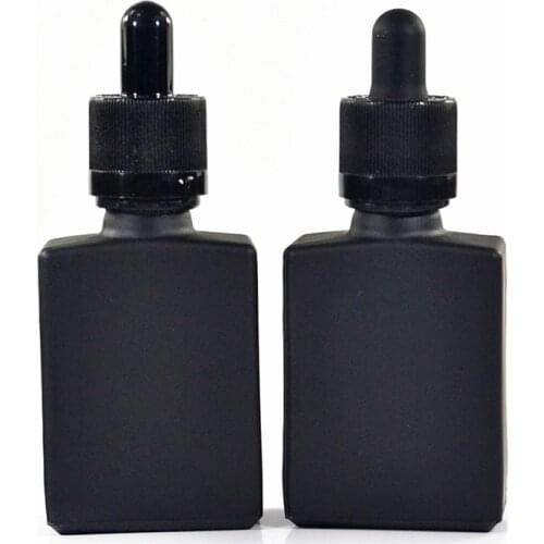 240pcs*15ml Frosted black rectangular essential oil square e-juice glass bottle 30ml glass dropper bottle with bamboo cap