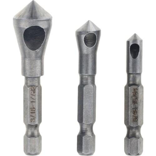 3pcs HSS Countersink Deburring Drill Bit Metal Taper Hole Saw Cutter Chamfering Power Drills Hand Tool Bit Cutting Hex shank