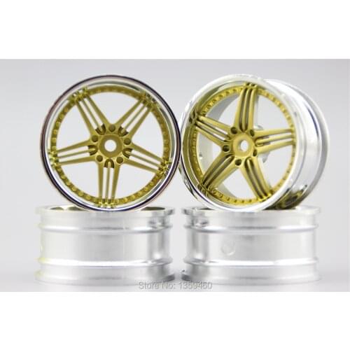 4pcs 1/10 Touring&Drift Wheel Rim 12CG(Chrome+Painting Gold) 0mm offset fits for 1:10 Touring&Drift Car 1/10 Rim 11193