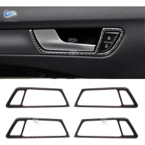 For Audi Q5 2009 2010 2011 2012 2013 2014 2015 2016 2017 Carbon Fiber 4PCS Car Door Handle Bowl Door Lock Frame Cover Trim