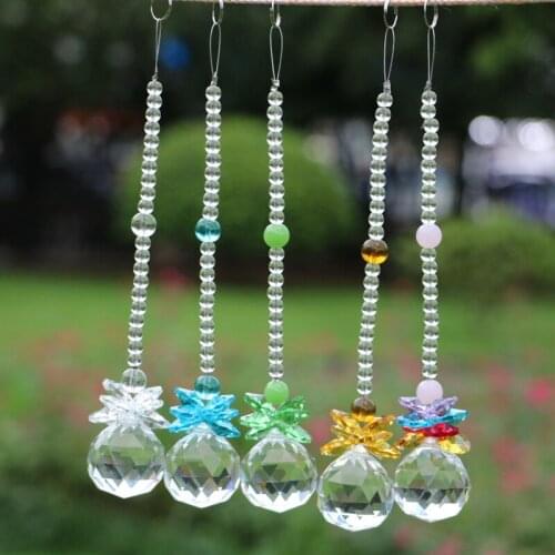 5PCS Chakra Crystal Suncacther Pendant Sparkling Crystal Ball Prism Rainbow Maker Hanging Garden Window Decoration