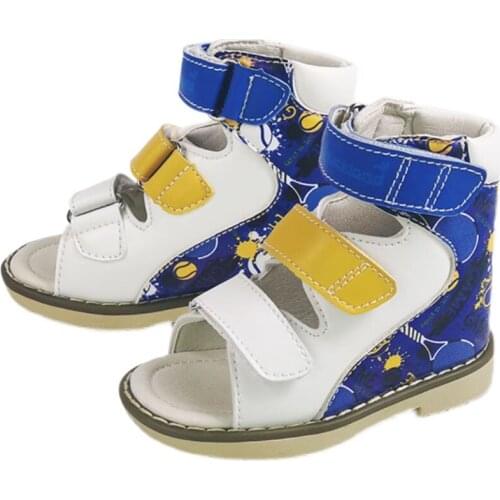 Girls Red Sandals Orthopedic Leather Shoes For Children Buckle Strap Arch Support Rigid Flatfeet Footwear 3 4 5Year