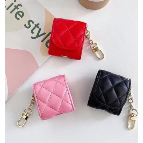 For Airpods 1 2 Case PU Leather Luxury Lattice Wireless Bluetooth Back Cover For Apple Airpods 2 Case Headphone Accessories Bags