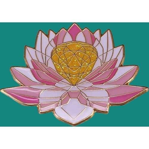Crystal Lotus Enamel Pins Brooch Collecting Magic Alloy Lapel Badges Men Women Fashion Jewelry Gifts Adorn Backpack Collar