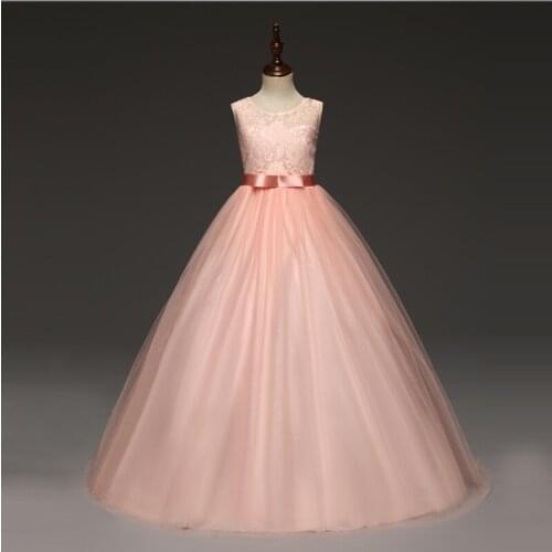 5-14 Years Girls Wedding Party Lace Girl Frock Dress Kids Clothes Princess Children Teen Girl Tulle Evening Dresses Formal Wear