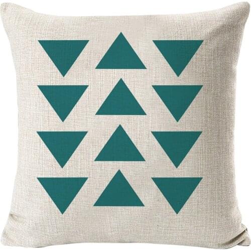GY0771 Simple Blue Geometry Cushion Cover(No Filling) Wavy Arrow Pillow Covers Flax Pillow Case for Home Sofa Decoration