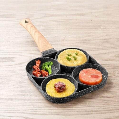 2/ 4 Holes Pot Pan Thickened Omelet Pan Non-Stick Egg Pancake Steak Pan Cooking Egg Ham Pan Breakfast Maker Cookware Cooking Pot