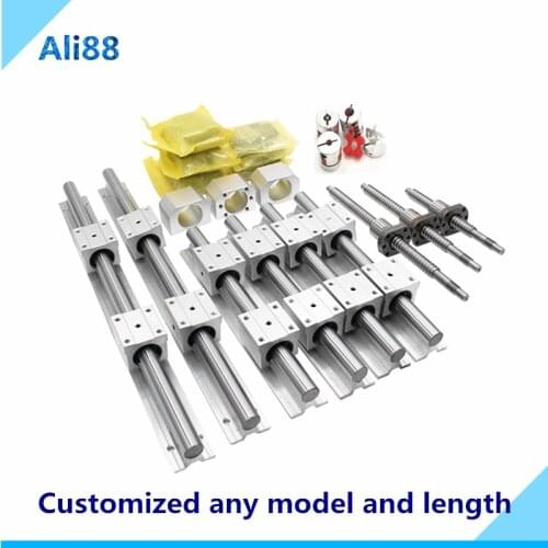 16mm linear rail set:ballscrew SFU1605 with end maching+linear guide SBR16 with linear bearing block SBR16UU cnc z axis parts