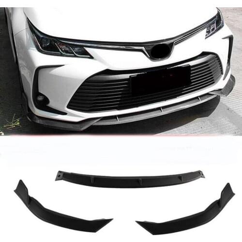 Front Bumper Lip Body Kit Spoiler For Toyota Corolla Hybrid 2019-2020 Sedan 3PCS Matte Black Lower Diffuser Guard Deflector Lips
