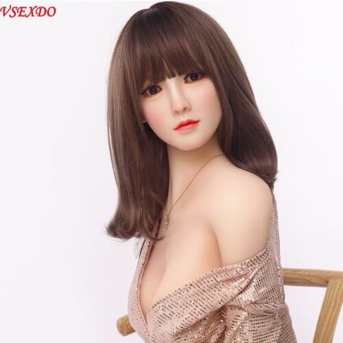 VSEXDO Pussy Sex Dolls with Planted Hair for Men Lifelike Silicone Head Adult Love Doll Breast Vagina Oral Anal Male Sexy Toys