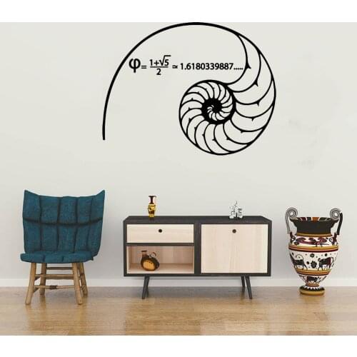 Mathematics Wall Decals Fibonacci spiral golden ratio 1.618...Science-mathematics For Math Wall Sticker Art Vinyl Science DW9217