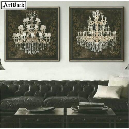 New 8 style 5d diamond painting crystal lamp picture full square drill landscape flower diamond embroidery home decoration 2pcs