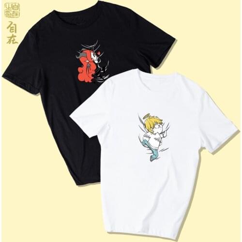 Devils love Original design couple short-sleeved summer T-shirt for men and women cartoon cute couples fashion trend