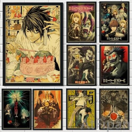 Classic Japanese Anime Death Note Poster Family Wall Art Decoration Print Retro Canvas Paintingbar Childrens Room Decor Picture