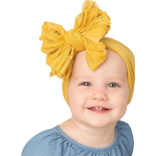 100pcs/lot Wholesale 5.5" Chiffon Fabric Bowknot Headband Baby Girls Turban Headwrap Kids Children Hair Accessories
