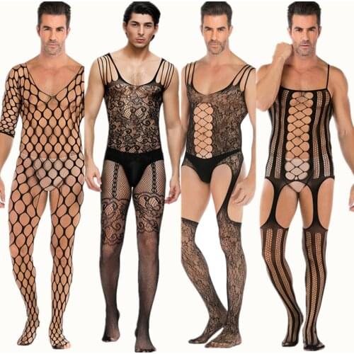 Sexy lingerie cosplay fun underwear sexy costumes mesh teddy man netting body stocking hot porno intimates man hose bodysuits
