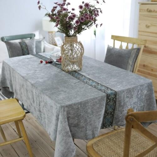 Nordic Embroidery Tablecloth Dining Table Coffee Table Solid Table Cover Rectangular Table Cloths Szary Aksamit Tkaniny Obrusy