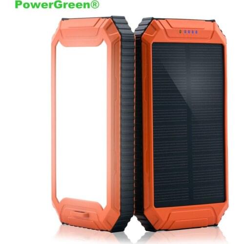 PowerGreen Solar Power Bank Fast Charging Solar Charger 10000mAh Portable External Battery Charger 5V 2A Charger for Phone