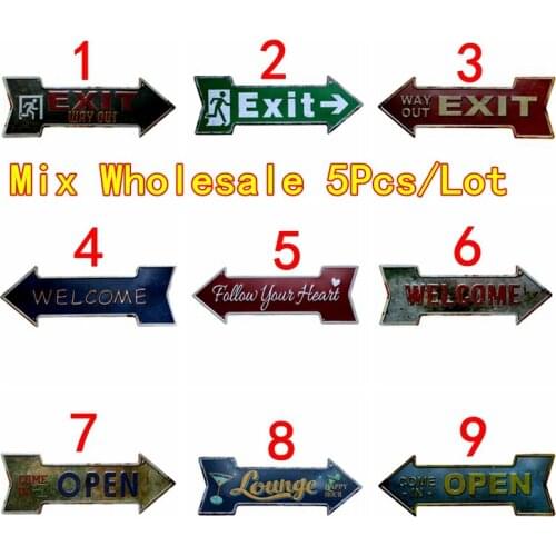Way Out Exit Arrow Wholesale Metal Irregular Tin Signs Advertising board Wall Pub Home Art Decor 42X10CM U-17