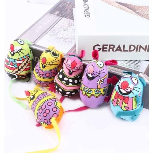Funny Random Color Fat Cat Mouse Toy Pet Lovely Colorful Sound Squeaker Chew Biting Toys Stuffed with Cat Mint Mice Toy cpdz8a69