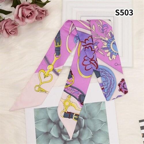 2021Handbag Tied Silk Scarf Fashion Scarf Ladies Luxury New Twill Satin Scarf Narrow Small Ribbon Headband Streamer Female BS55