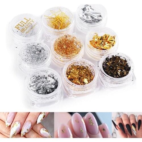 Women Ultra-thin Manicure Decor DIY Gold Silver Foil Nail Art Stickers for Party Nail Sequins Irregular Flakes Shiny Paper Foil