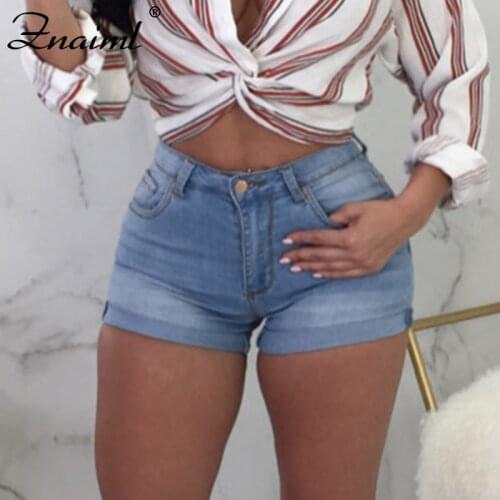 Znaiml Casual All Match Denim Shorts Women Crimping High Waist Slim Summer Jeans Shorts Feminino Chic Ladies Jean Femme Bottom
