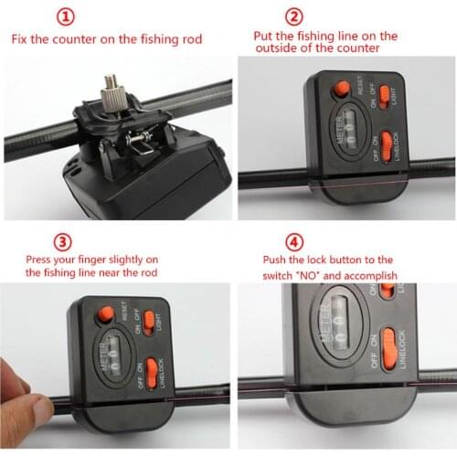 0-99.9m Fishing Line Counter Clip on Rod Fish Finder Digital Length Meter Gauge U2JB