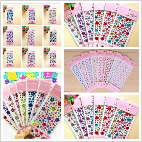 1 Sheet Self Adhesive Glitter Crystal Gems Jewel Diamond Sticker Rhinestone Scrapbooking DIY Decal Color Sent Randomly