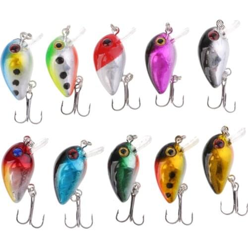 10pcs Fishing Lures Set Treble Hooks Crankbait Tackle Bass Minnow Baits Deep Swim Fishing Lures 3cm