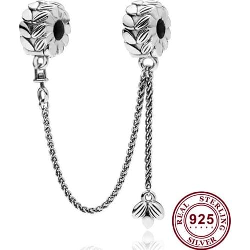 100% 925 Sterling Silver Silver Wheat Ear Safety Chain Fit Pandora Women Bracelet & Necklace Diy Jewelry