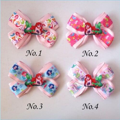 12 BLESSING Girl 4.5" Two Tone Angel Mermaids Hair Bow Clip Princess Baby Unicorn Rainbow