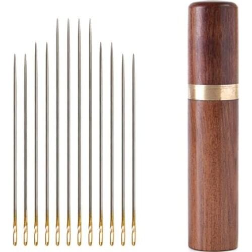 12 Pcs/set Elderly Needle-side Hole Blind Needle Hand Household Sewing Stainless Steel Sewing Needless Threading Apparel Sewing