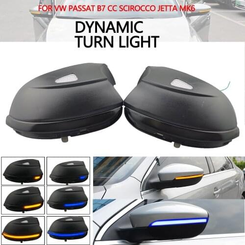 2PCS LED Side Wing Dynamic Turn Signal Light Rearview Mirror Indicator For VW Passat CC B7 Beetle Scirocco Jetta MK6 Euro PR