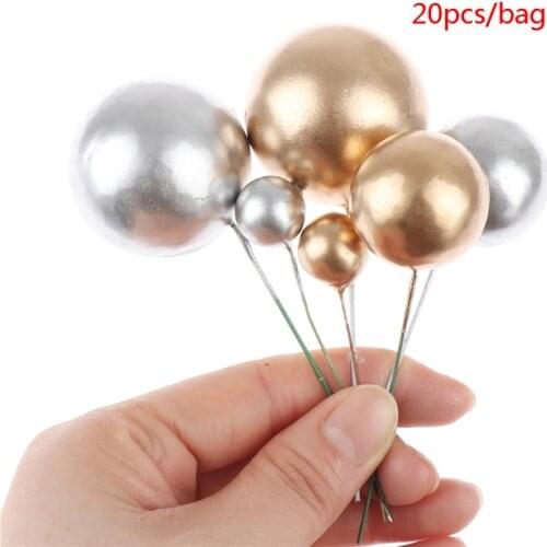20pcs Golden Ball Cake Topper Birthday Party Baby Shower Decor Wedding Christmas