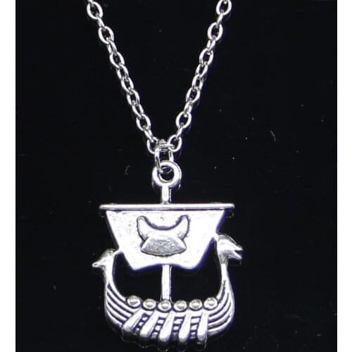 20pcs New Fashion Necklace 26x21mm viking ship boat Pendants Short Long Women Men Colar Gift Jewelry Choker