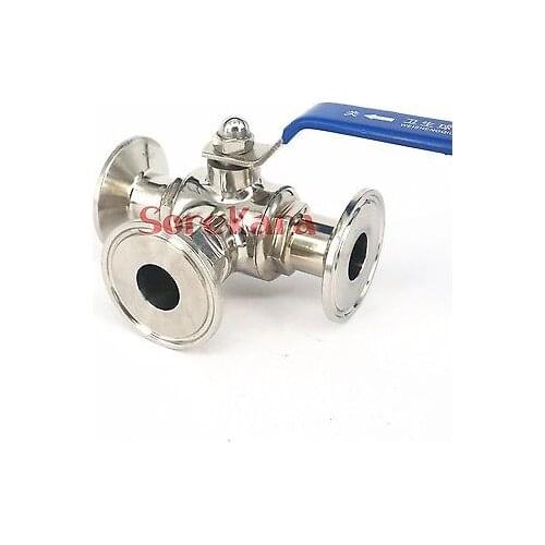 1-1/4" 32mm 304 Stainless Steel Sanitary 3 Way L port Ball Valve Tri Clamp Ferrule Type For Homebrew Diary Product