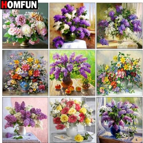 HOMFUN Diamond Painting "Color flower landscape" Cross Stitch Custom Photo Diamond Embroidery Square Round Drill Home Decor