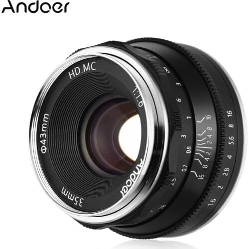 Andoer 35mm F1.6 Large Aperture Lense Manual Focus Lense for Sony A6600 A6100 A6400 A6500 A6300 A6000 5100 A77II Camera Lens