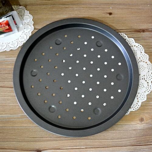 14 inch Carbon Steel Pizza Tray Pizza Pan with Holes Large Size Non Stick Round Pizza Oven Pan Baking Tray Home Kitchen Bakeware