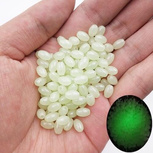 100pcs 7.5x5mm Fashion DIY Luminous Beads For Jewelry Making Glow In The Dark Acrylic Hole Oval beads Bracelet Beaded Necklace