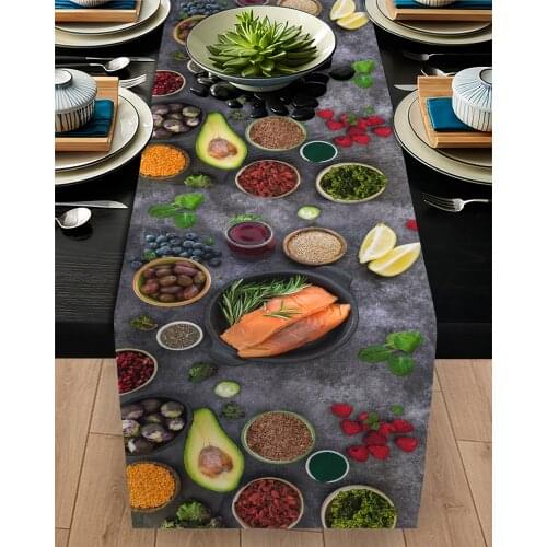 Runner cover table Living Room Kitchen grey color vegetable pattern micro fabric cover runner pattern Free Shipping